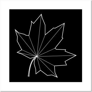 Geometric Minimal Maple Leaf - Black and White Posters and Art
